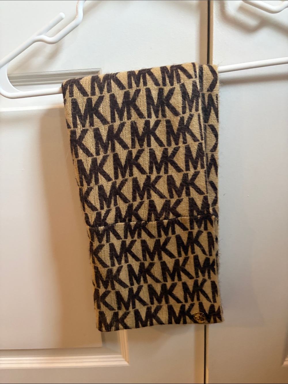 Michael Kors Tan and Brown MK Monogram Scarf